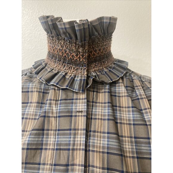 Plaid Long-Sleeve Dress with Bow Tie - Picture 4 of 11